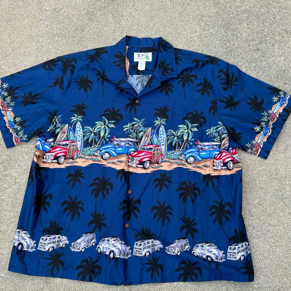 KY’s Hawaiian Shirt Men’s Cars Beach Size 3XL Made In Hawaii